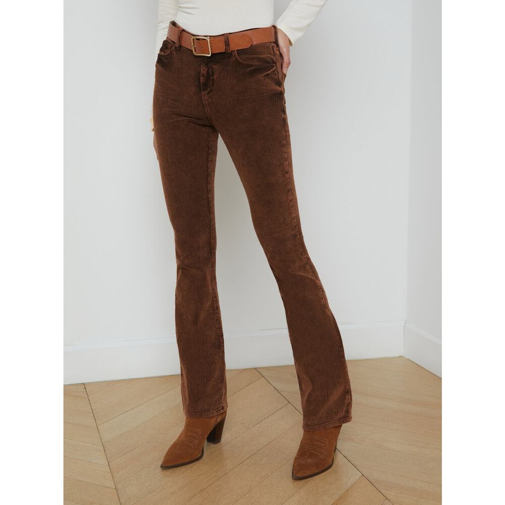 NWT L'agence Stevie High Rise Straight Corduroy Jeans US 25 Saddle Brown Pants